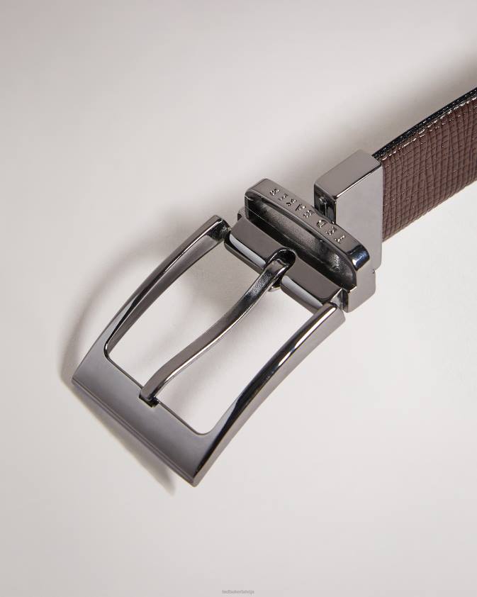 Piederumi Ted Baker dubultā krusteniskā lūka ādas grozāmā josta brūnā šokolāde vīriešiem 26TV1959