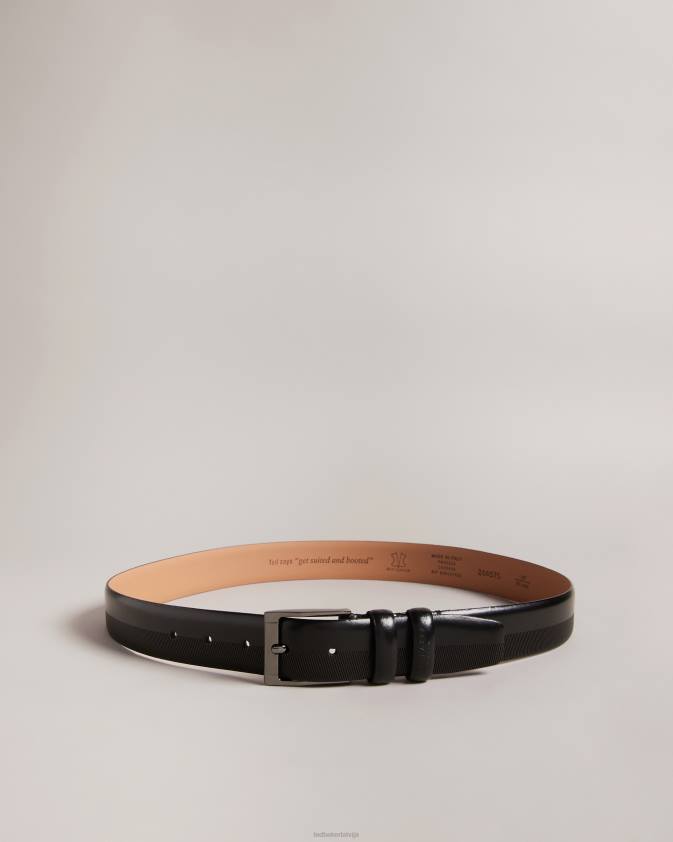 Piederumi Ted Baker harvii iegravēta ādas josta melns vīriešiem 26TV1966