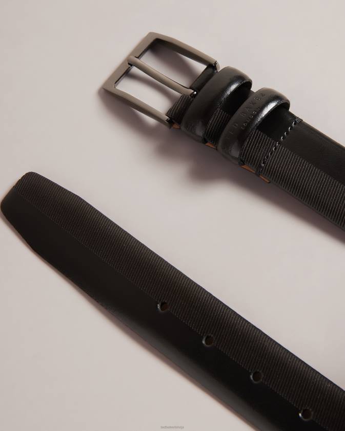 Piederumi Ted Baker harvii iegravēta ādas josta melns vīriešiem 26TV1966