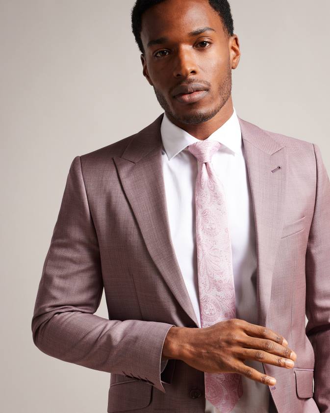 Piederumi Ted Baker Meews Paisley zīda kaklasaite tumši rozā vīriešiem 26TV2040