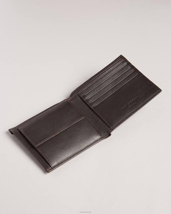 Piederumi Ted Baker Stīvena reljefs firmas maka karšu turētāja dāvanu komplekts brūnā šokolāde vīriešiem 26TV2084