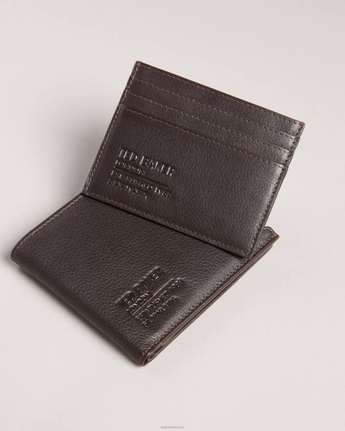 Piederumi Ted Baker Stīvena reljefs firmas maka karšu turētāja dāvanu komplekts brūnā šokolāde vīriešiem 26TV2084