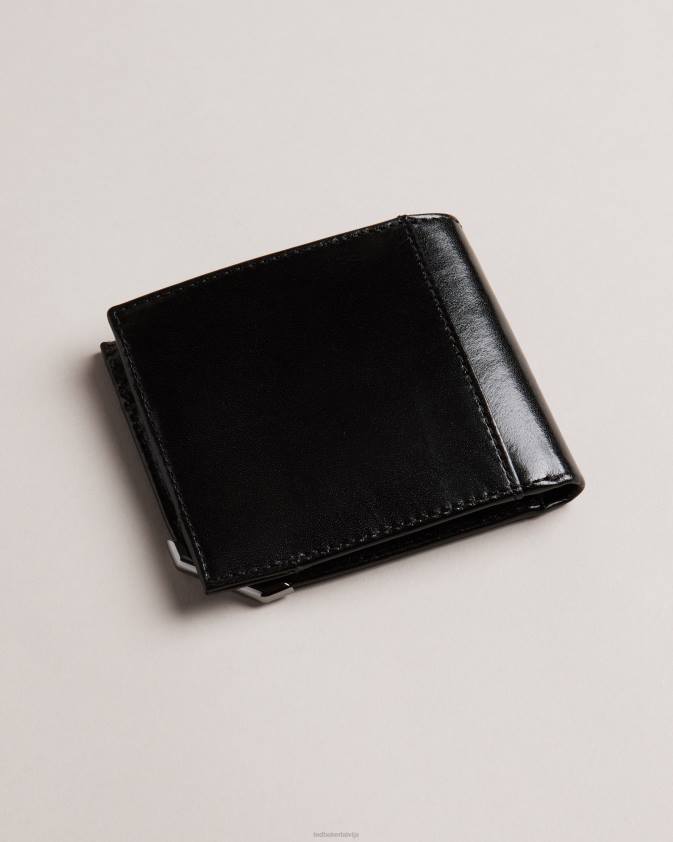 Piederumi Ted Baker kornerr metāla stūra bifold monētu maks melns vīriešiem 26TV1833