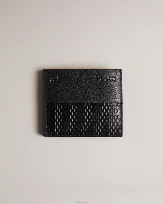 Piederumi Ted Baker romul austas tekstūras bifold maks melns vīriešiem 26TV1897