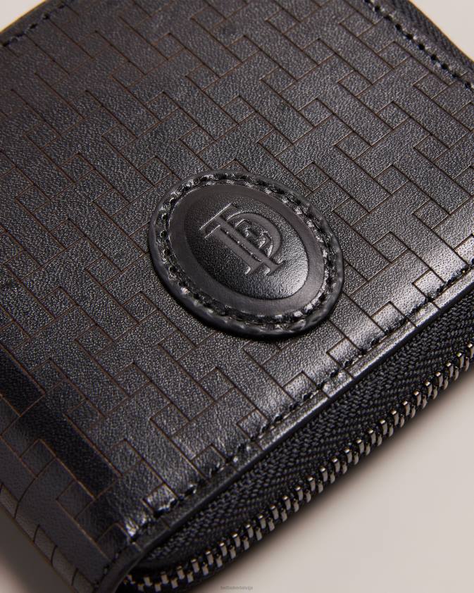 Piederumi Ted Baker tobiat t monogrammas rāvējslēdzējs ap maku melns vīriešiem 26TV1949