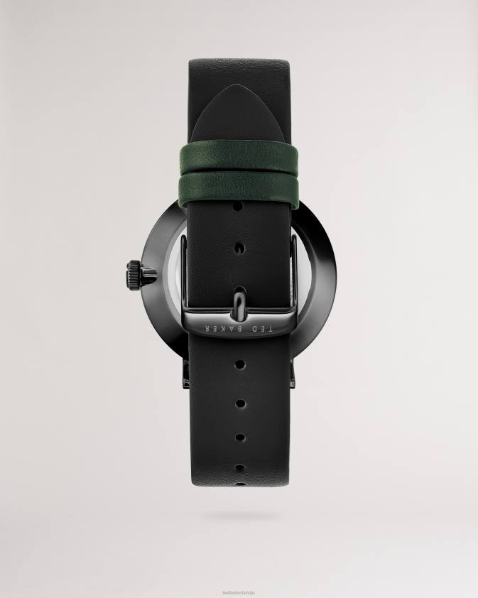 Piederumi Ted Baker timene melns gludas ādas siksnas pulkstenis melns vīriešiem 26TV1904