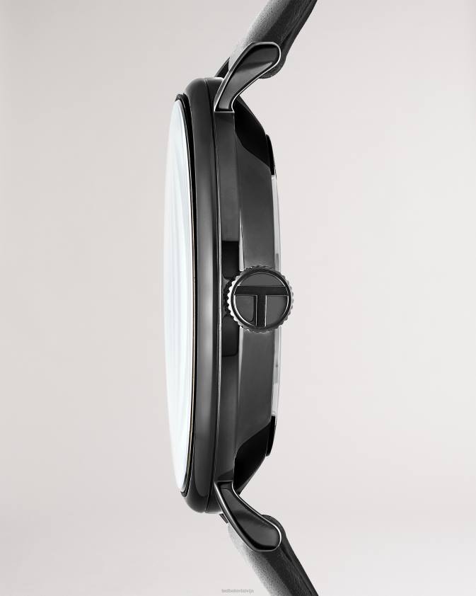 Piederumi Ted Baker timene melns gludas ādas siksnas pulkstenis melns vīriešiem 26TV1904