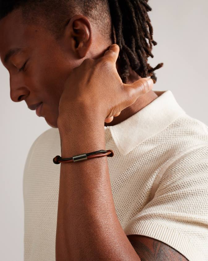 Piederumi Ted Baker johhn mezglota ādas rokassprādze sudraba krāsa vīriešiem 26TV1929