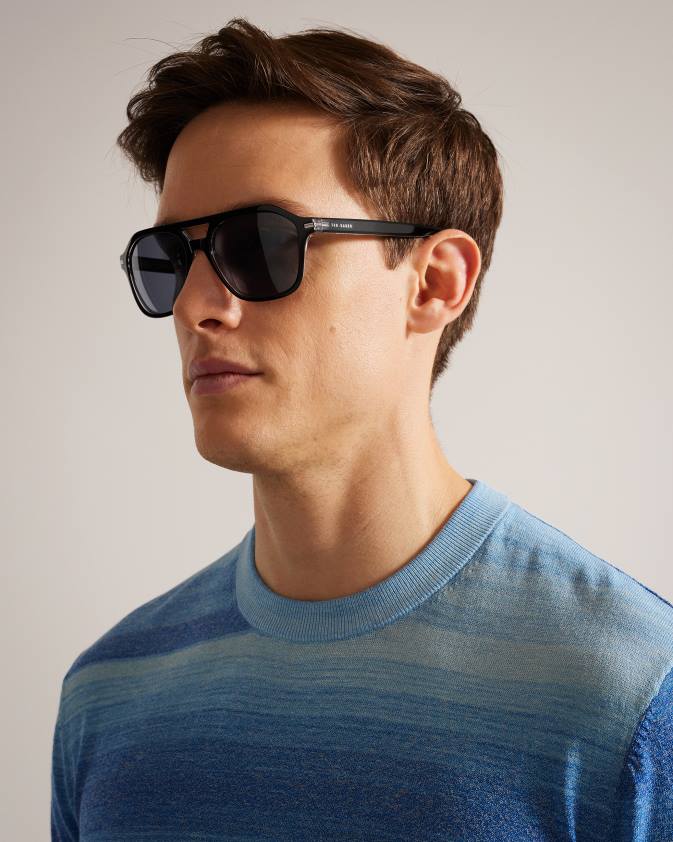 Piederumi Ted Baker blkavi ģeometriskās aviatora saulesbrilles melns vīriešiem 26TV2060