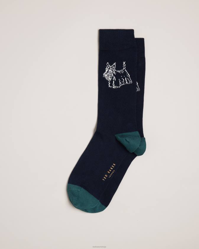 Piederumi Ted Baker dogsock scottie sun print zeķes tumša flote vīriešiem 26TV1830