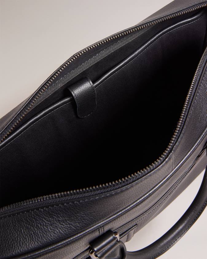 somas Ted Baker audekla tekstūras ādas dokumentu soma melns vīriešiem 26TV1743