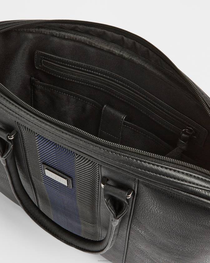 somas Ted Baker cherade ar svītrām apgriezts ādas portfelis melns vīriešiem 26TV1788