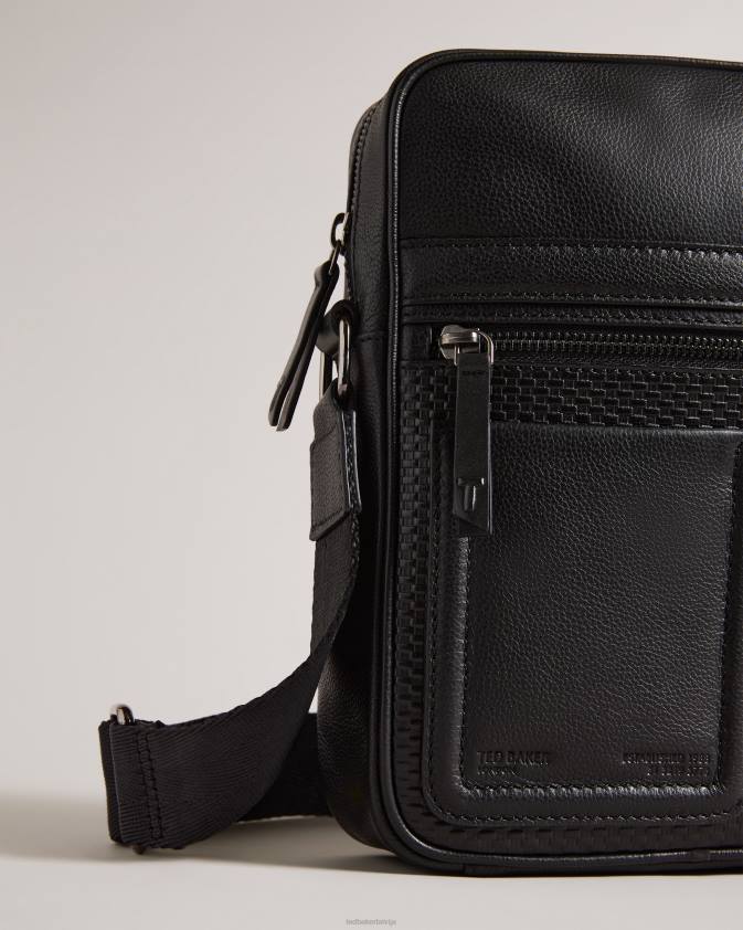 somas Ted Baker Canney tekstūras ādas lidojuma soma melns vīriešiem 26TV1750