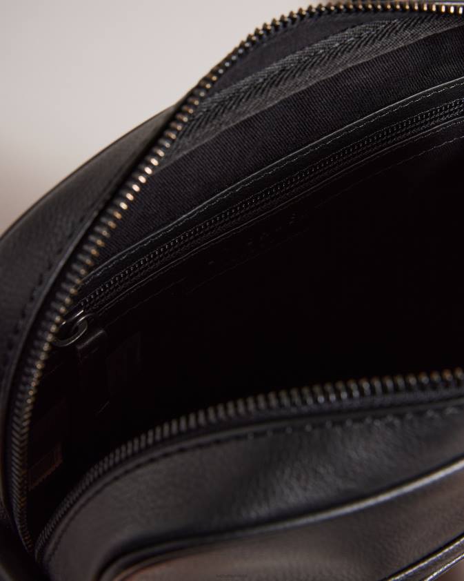 somas Ted Baker Canney tekstūras ādas lidojuma soma melns vīriešiem 26TV1750