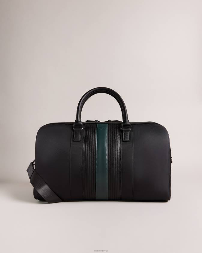 somas Ted Baker rucks core twill pu svītrains holdall melns vīriešiem 26TV1774