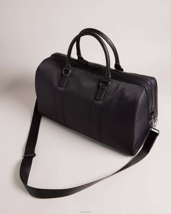 somas Ted Baker rucks core twill pu svītrains holdall melns vīriešiem 26TV1774