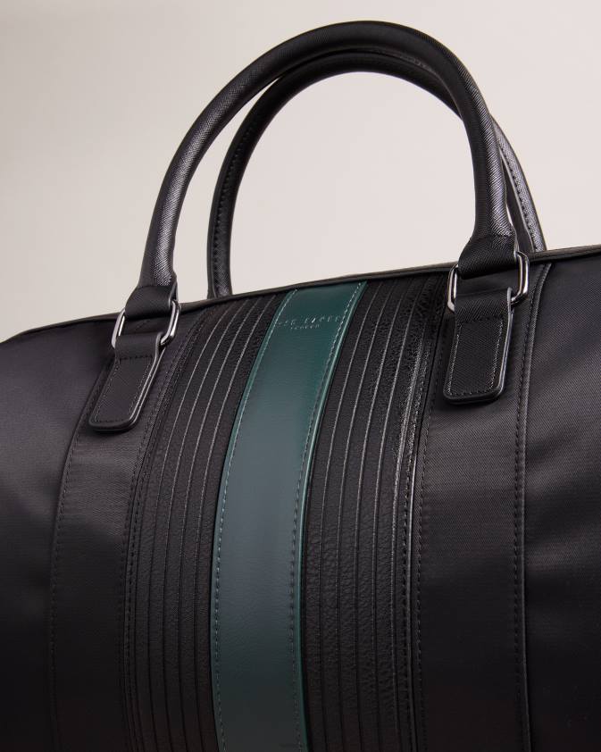 somas Ted Baker rucks core twill pu svītrains holdall melns vīriešiem 26TV1774
