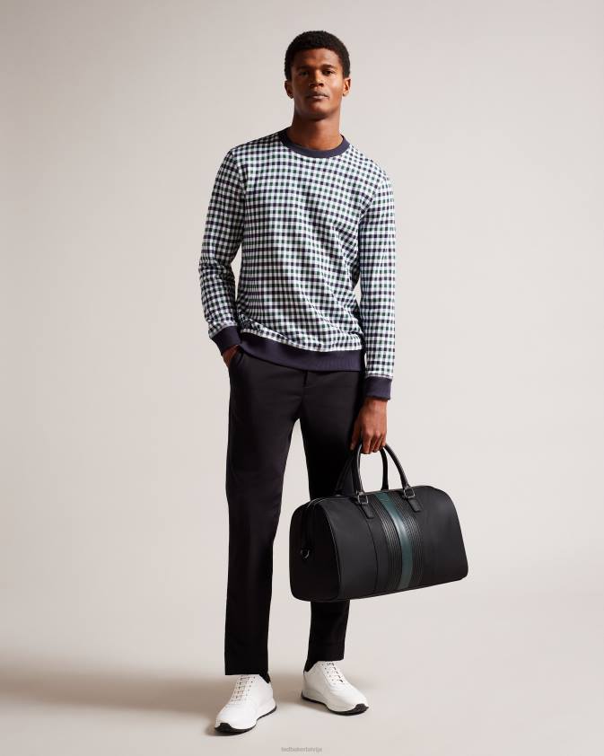 somas Ted Baker rucks core twill pu svītrains holdall melns vīriešiem 26TV1774