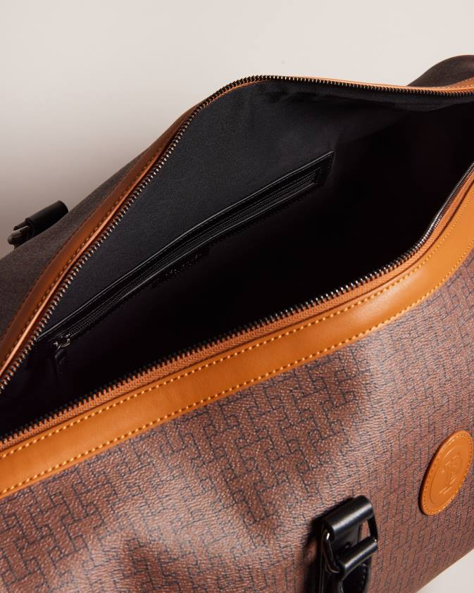 somas Ted Baker traylen t monogramma holdall brūnā šokolāde vīriešiem 26TV1735