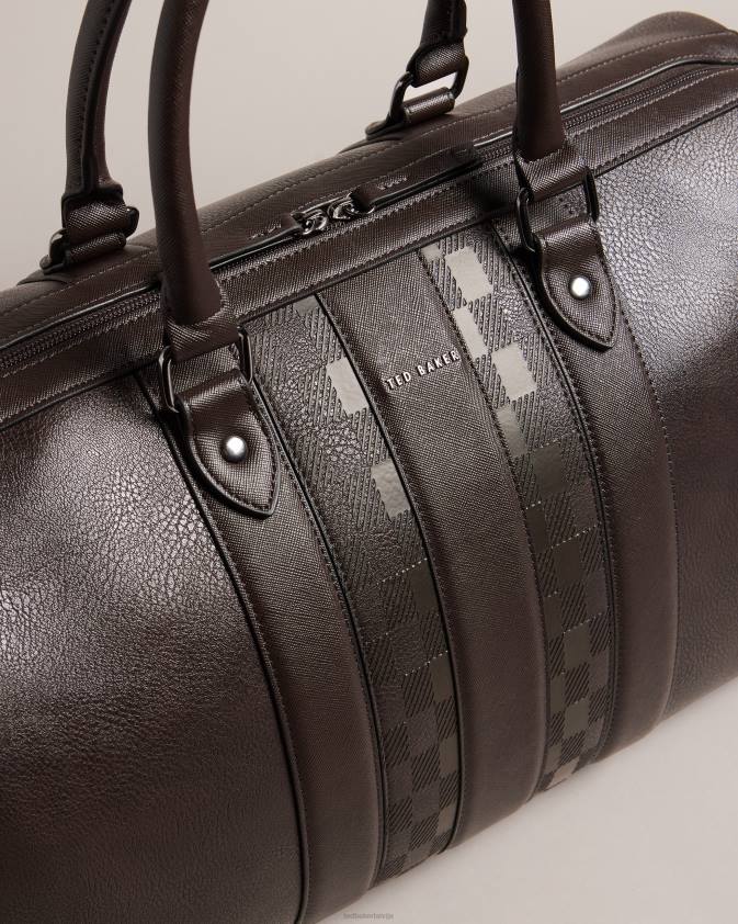 somas Ted Baker waylin house check pu holdall brūnā šokolāde vīriešiem 26TV1741