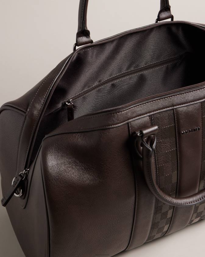 somas Ted Baker waylin house check pu holdall brūnā šokolāde vīriešiem 26TV1741